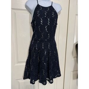 Emerald Sundae Women's Blue Sequin Lace Dress Size Medium